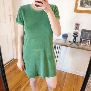 Suzie Kondi Anna Scoop Neck Mini Tee Dress Terry Green